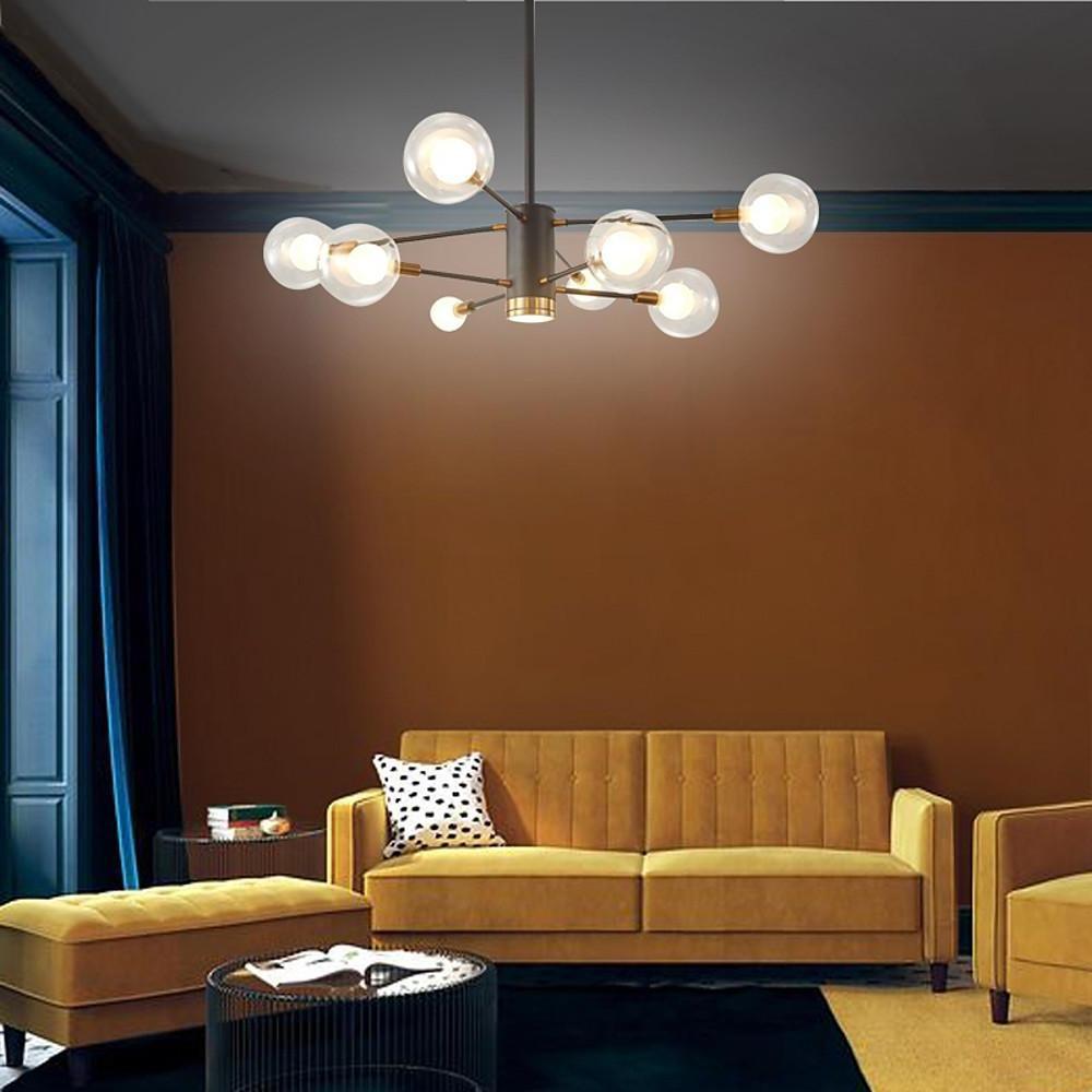 8-light Glass LED Modern Sputnik Chandelier Hanging Lamp Island Lights-Lighom