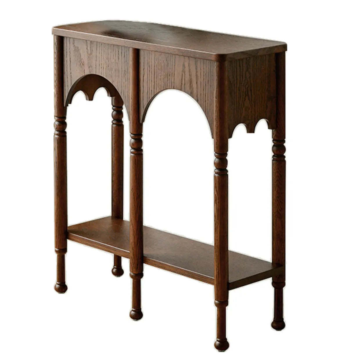 Lighom traditional versatile rectangular walnut end & side tables in glass — 31" L x 13" W x 35" H / Coffee