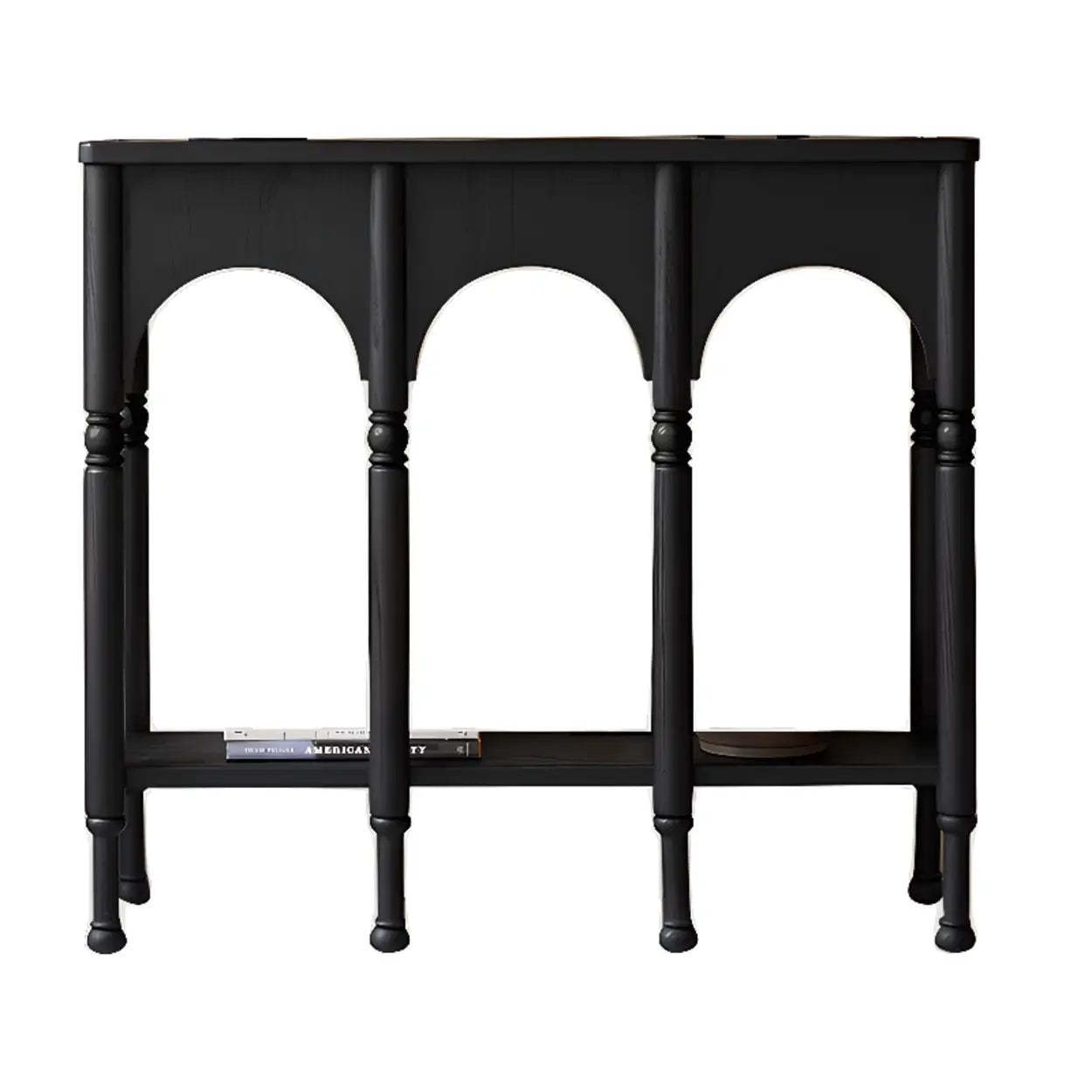 Versatile Rectangular Walnut Floor Shelf Console Table