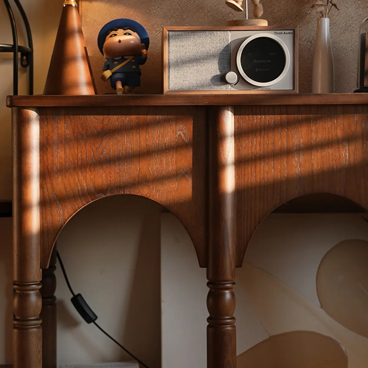 Versatile Rectangular Walnut Floor Shelf Console Table — Coffee