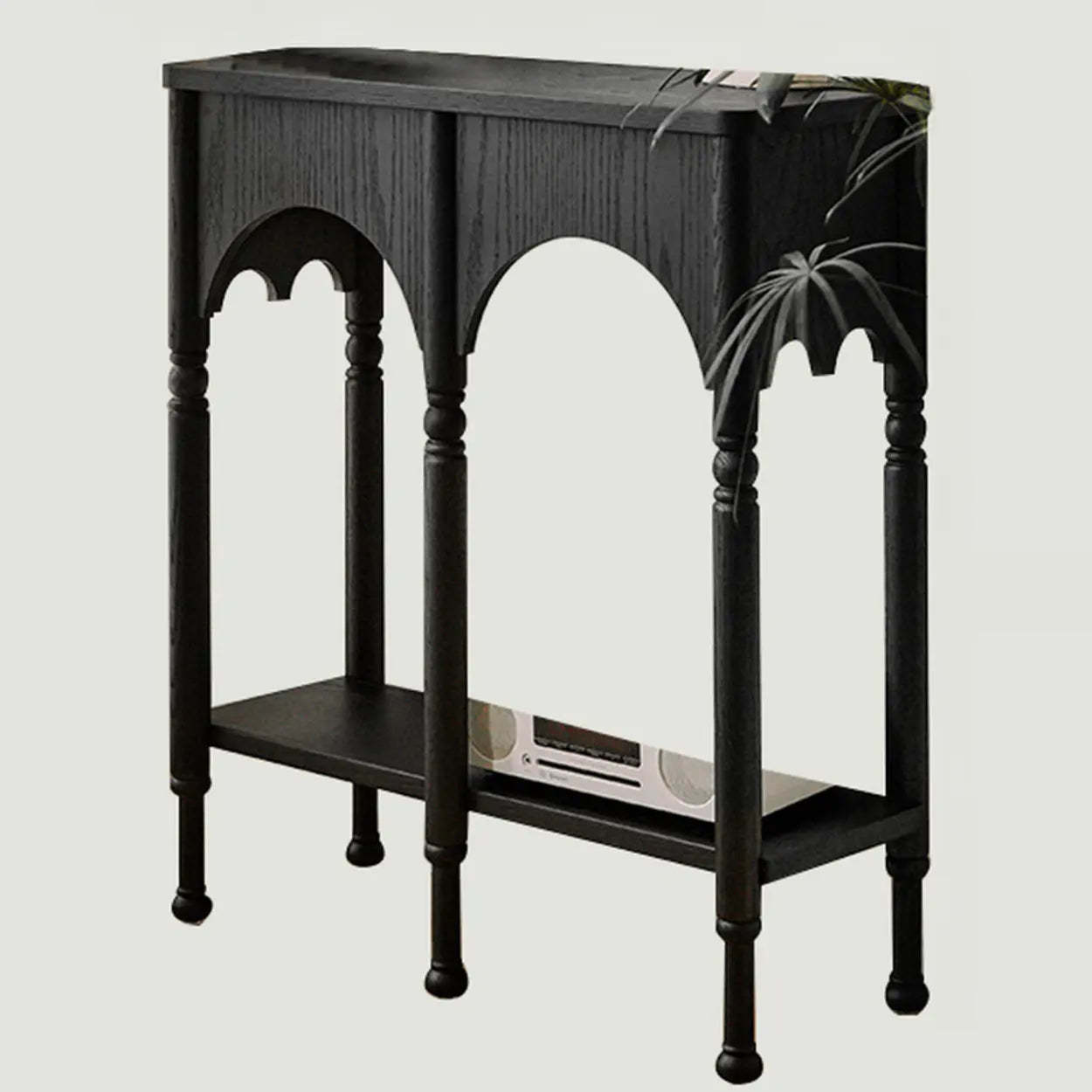 Walnut traditional rectangular versatile end & side tables — 31" L x 13" W x 35" H / Black