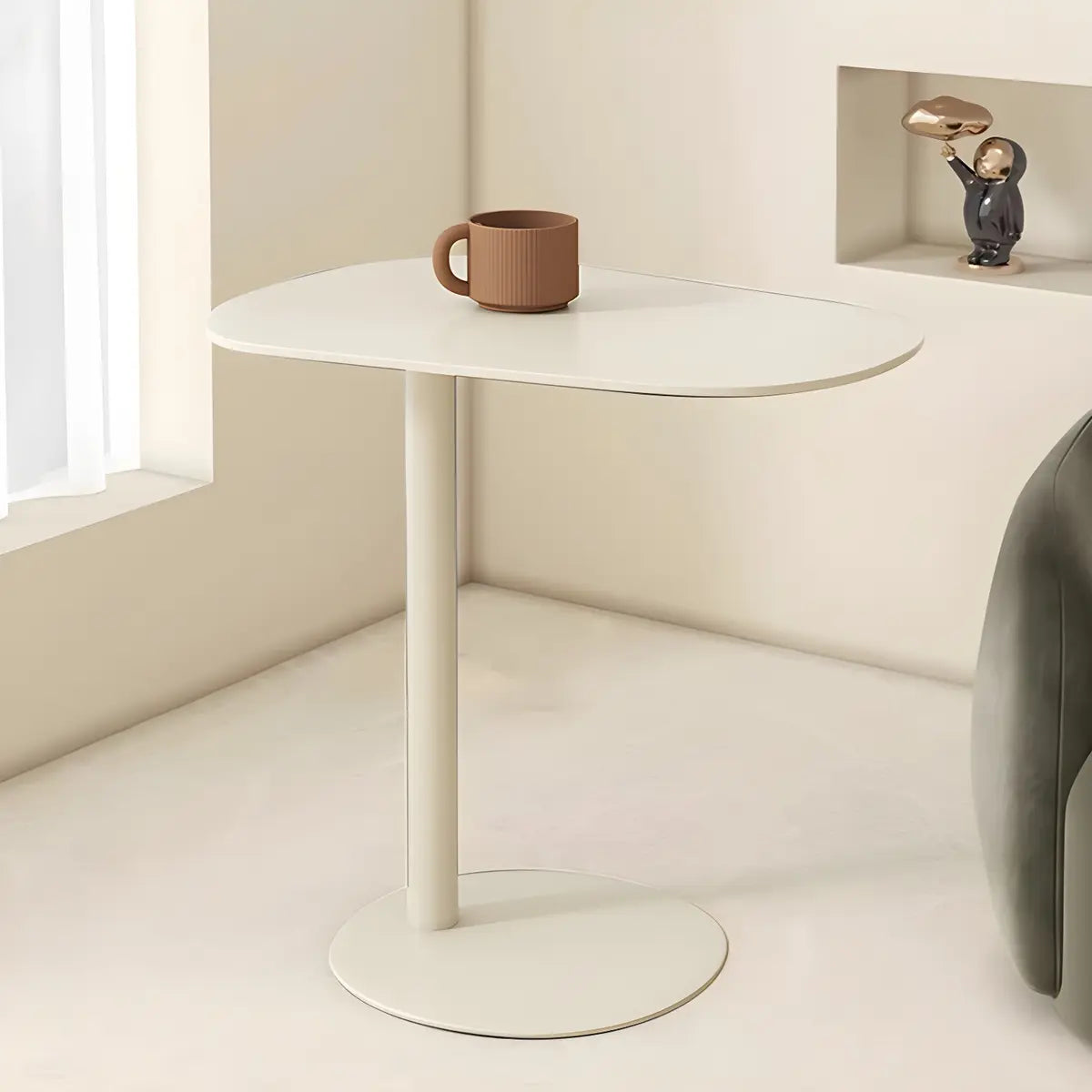 Oval Metal C-Shaped End Table