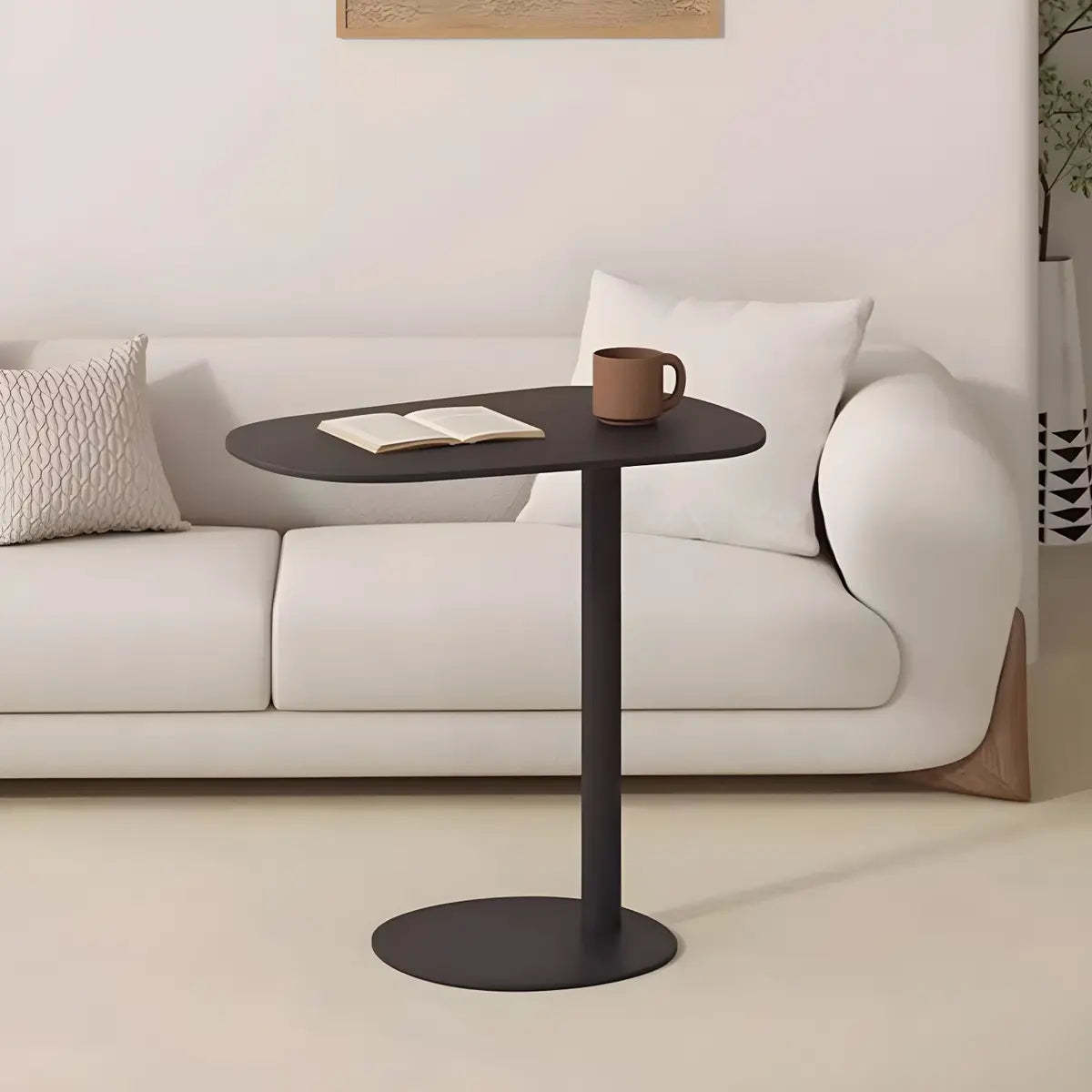 Oval Metal C-Shaped End Table