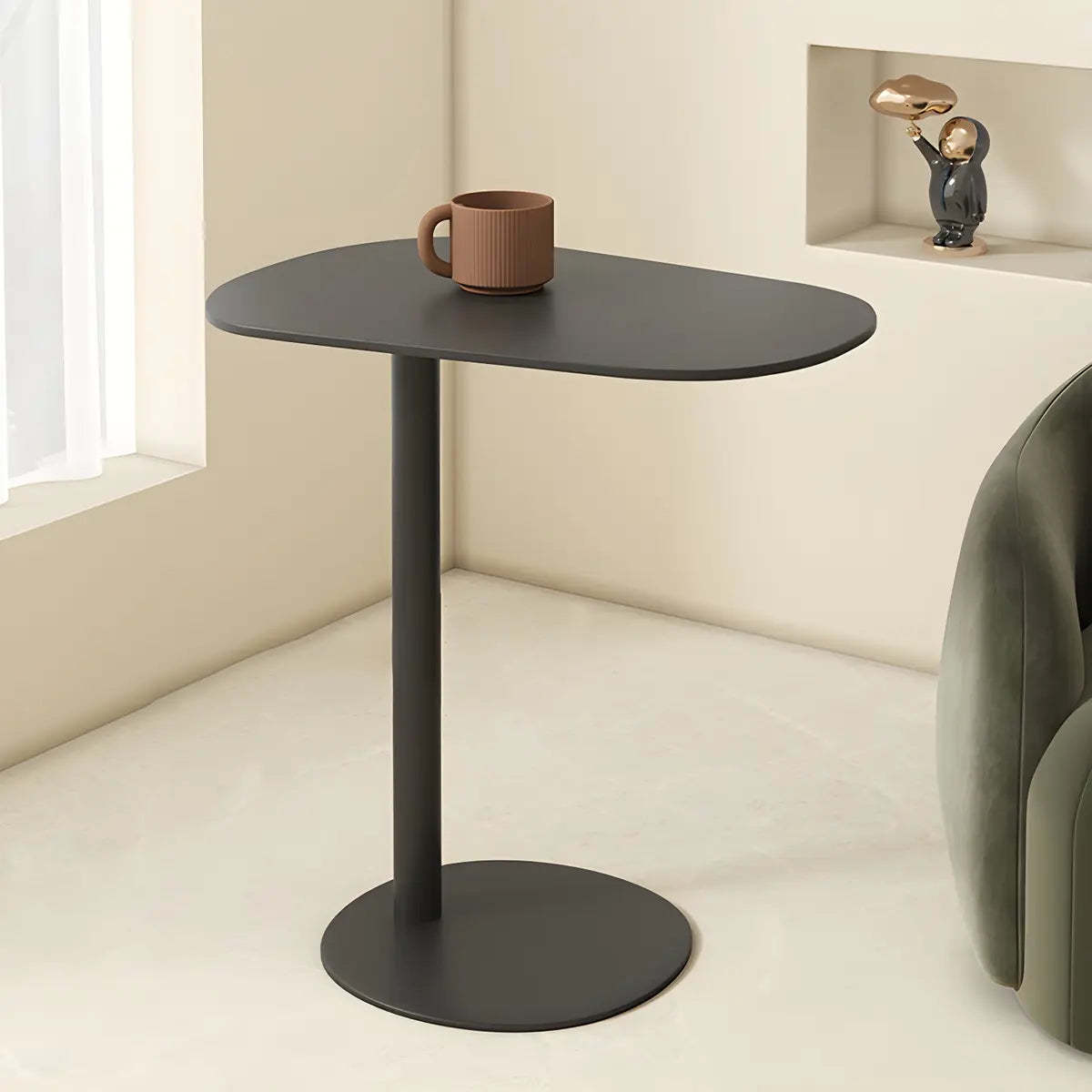 Oval Metal C-Shaped End Table