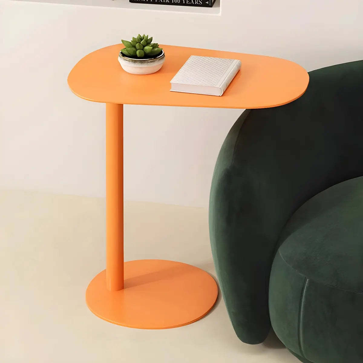 Oval Metal C-Shaped End Table
