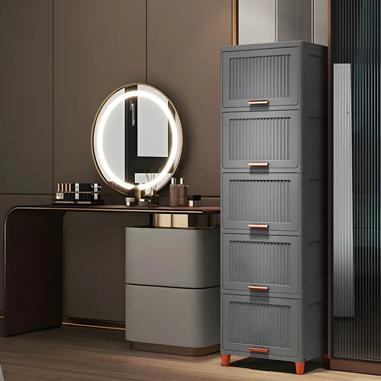 Gray Acrylic Vertical Lingerie Organizer Chest — Clear
