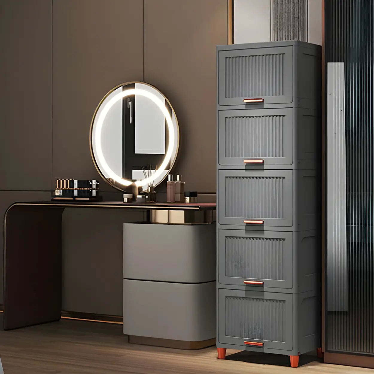 Gray Acrylic Vertical Lingerie Organizer Chest — Clear