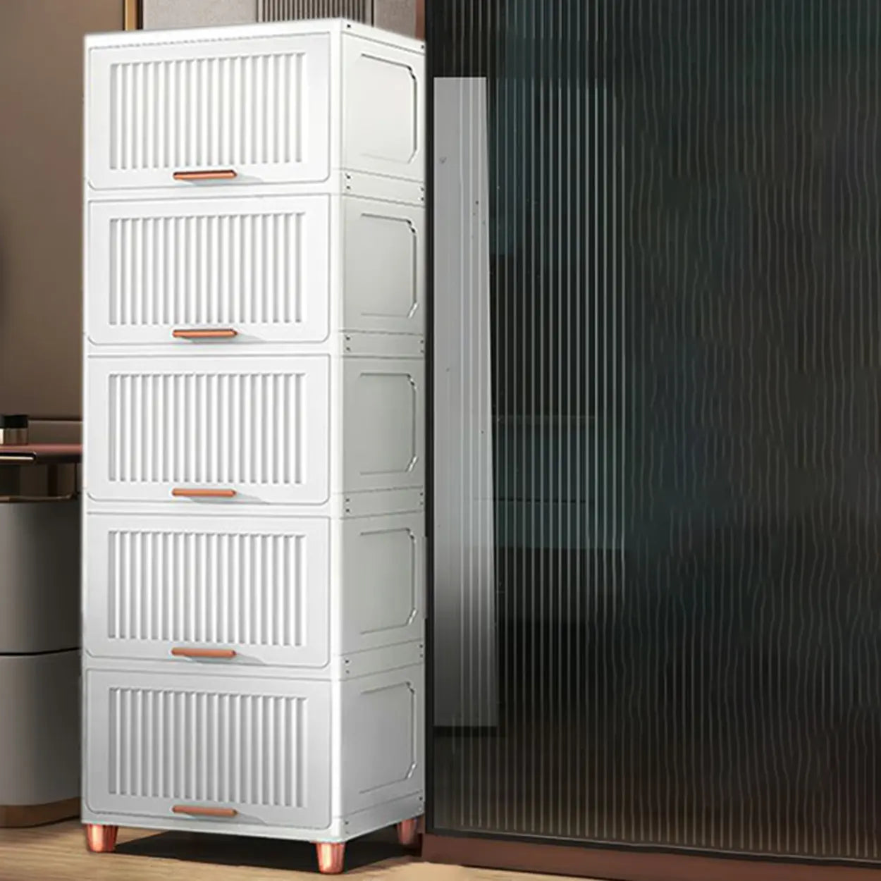 Gray Acrylic Vertical Lingerie Organizer Chest — White