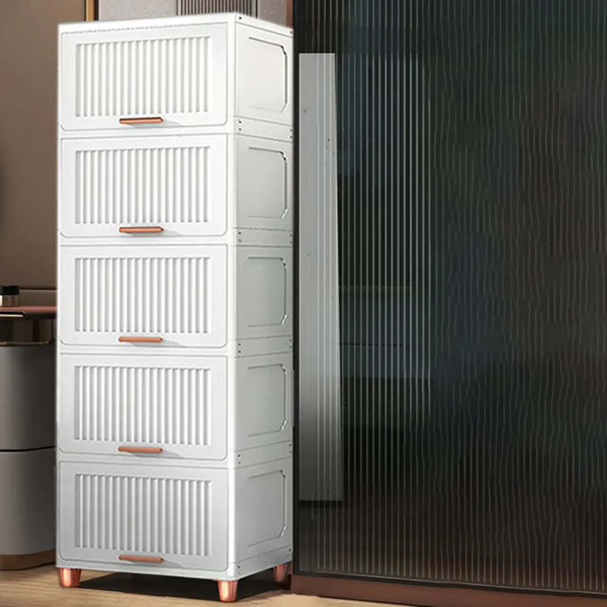Gray Acrylic Vertical Lingerie Organizer Chest — White
