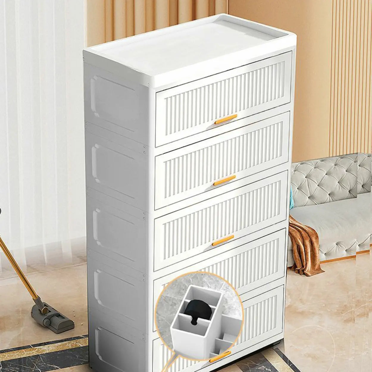 White Acrylic Tall Vertical Lingerie Chest
