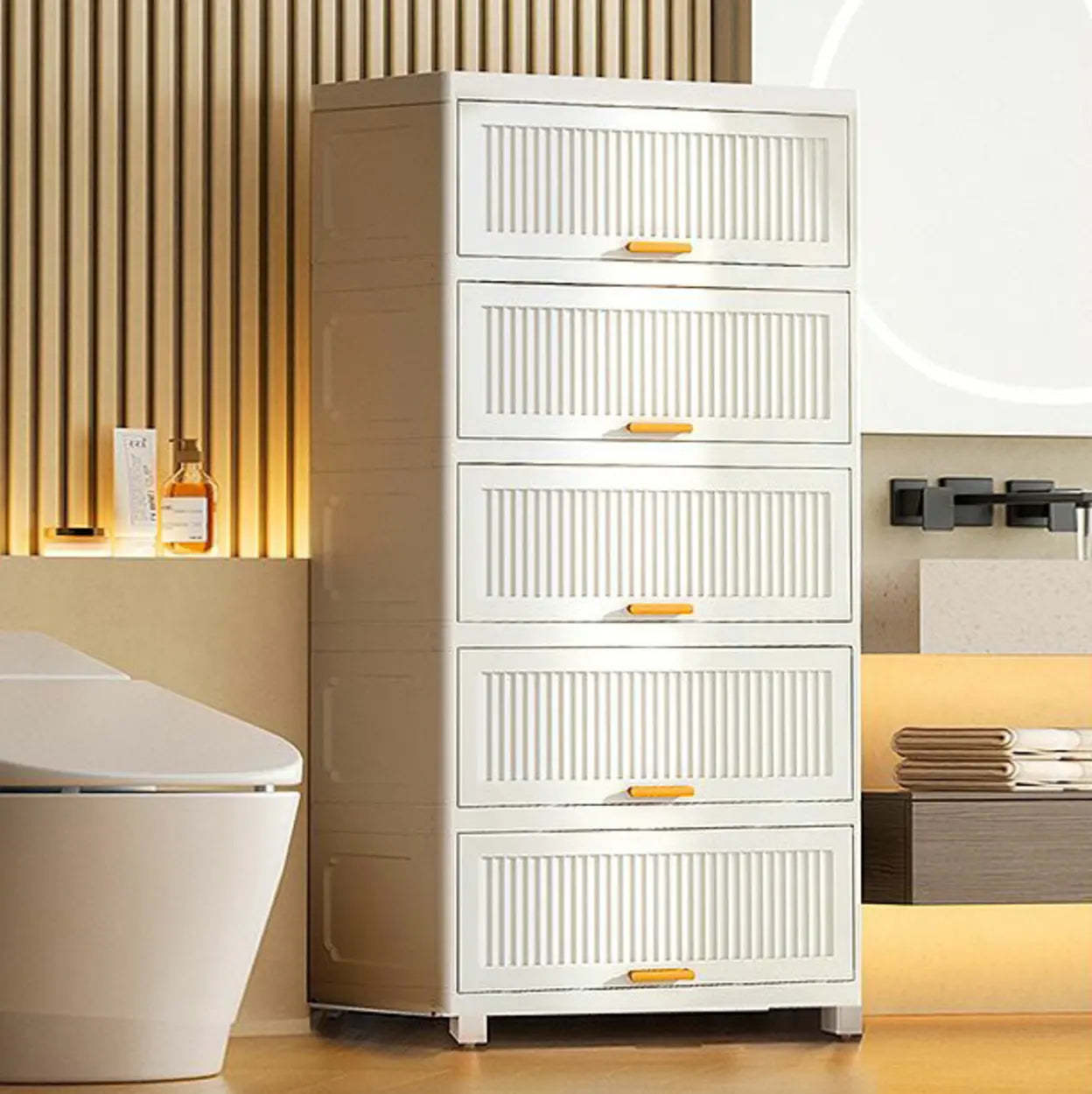 White Acrylic Tall Vertical Lingerie Chest
