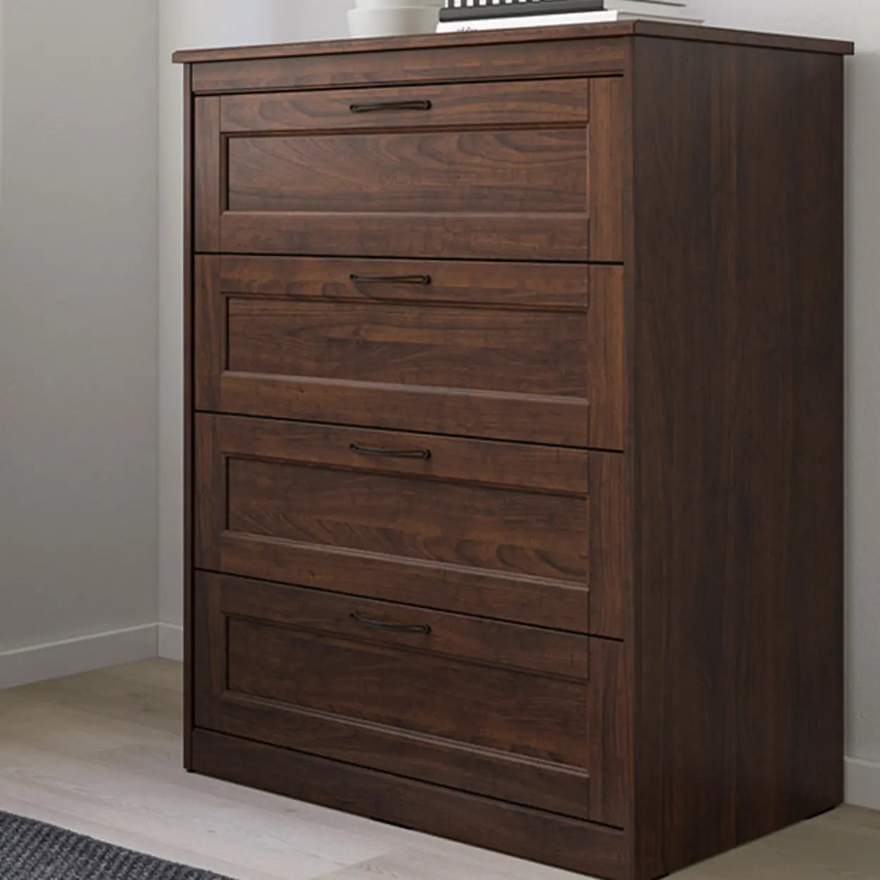 Brown Hardwood Vertical Storage Dresser