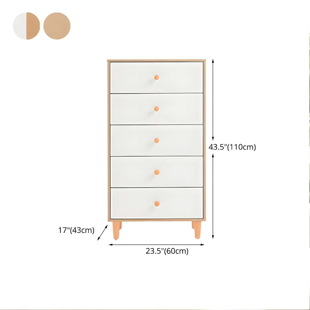 Vertical Natural Wood White Dresser