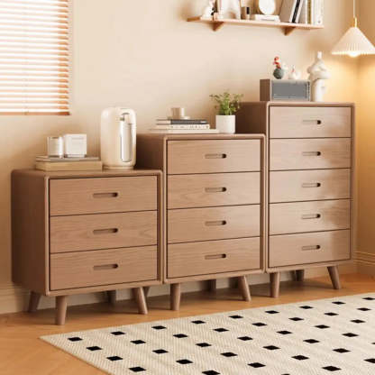 Natural Wood Vertical Drawer Bachelor Chest — Nut-Brown