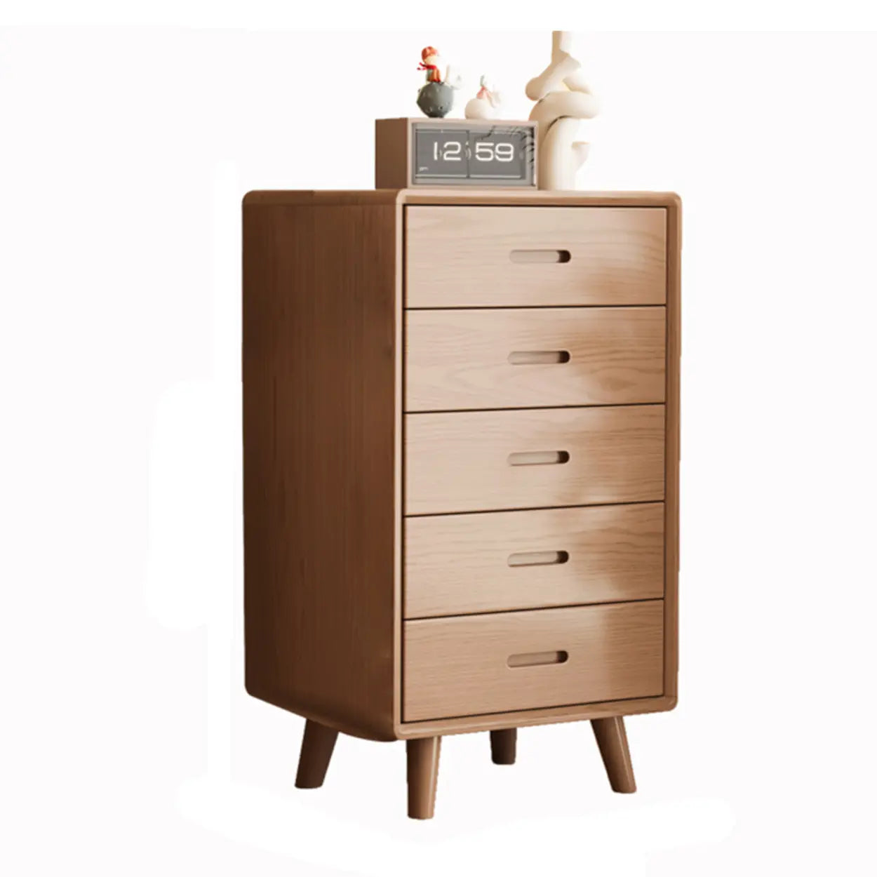 Natural Wood Vertical Drawer Bachelor Chest