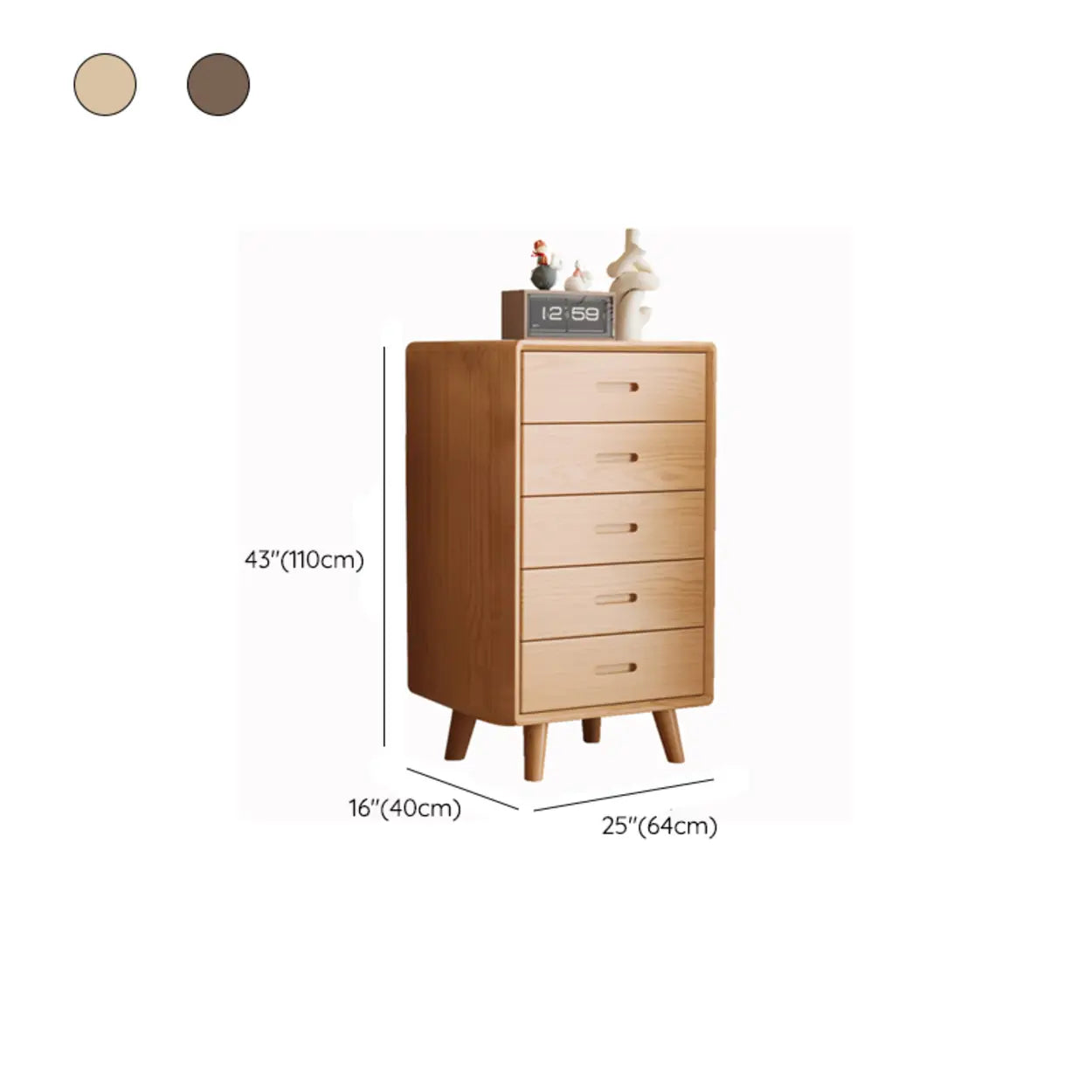 Natural Wood Vertical Drawer Bachelor Chest