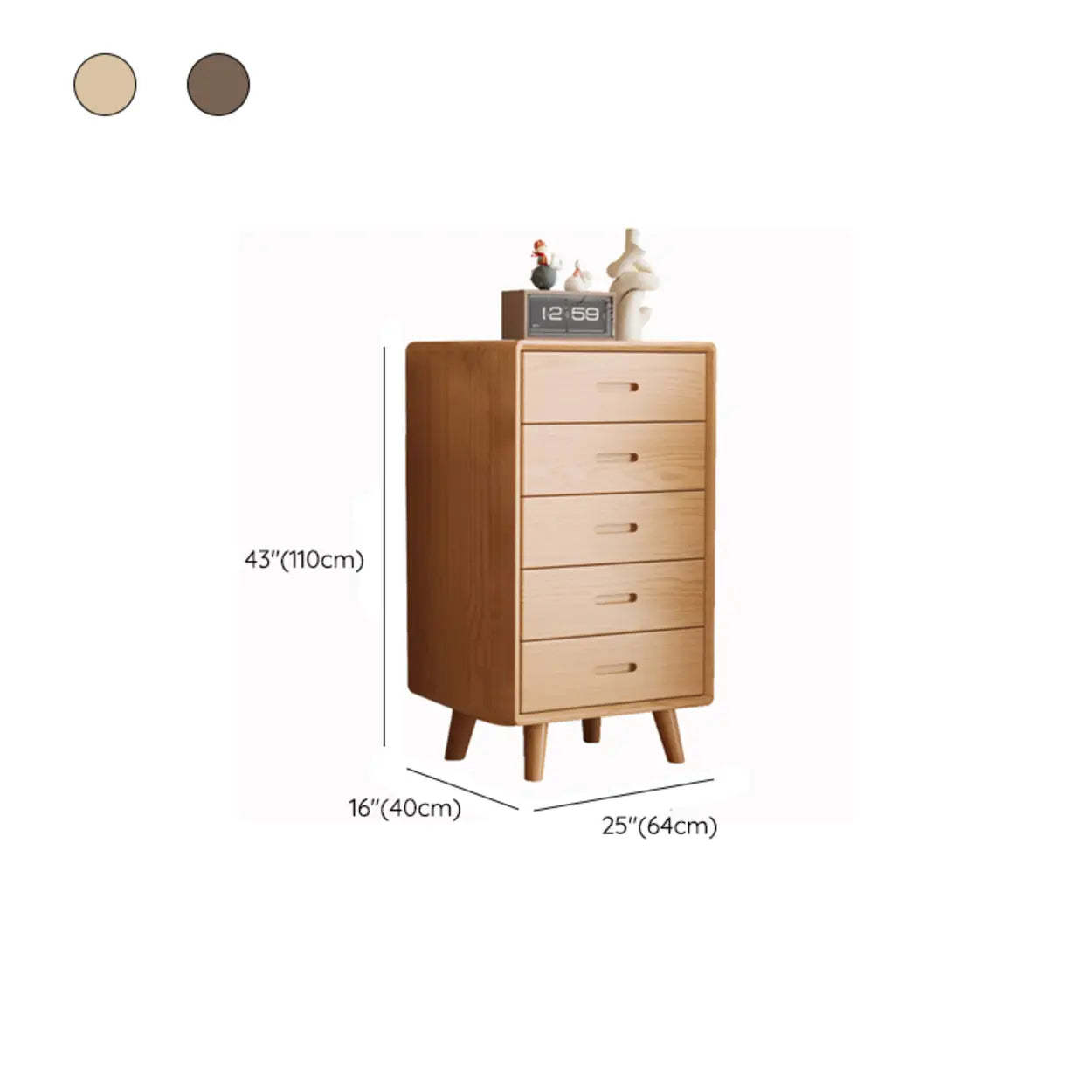 Natural Wood Vertical Drawer Bachelor Chest
