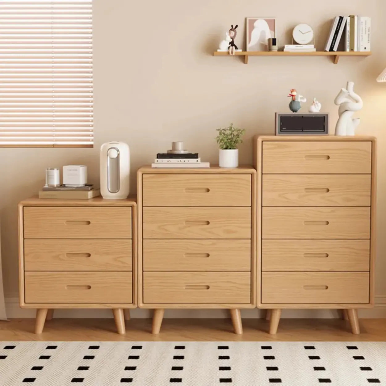 Natural Wood Vertical Drawer Bachelor Chest — Natural