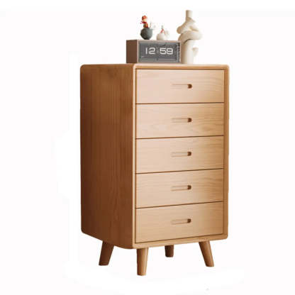 Natural Wood Vertical Drawer Bachelor Chest — Nut-Brown