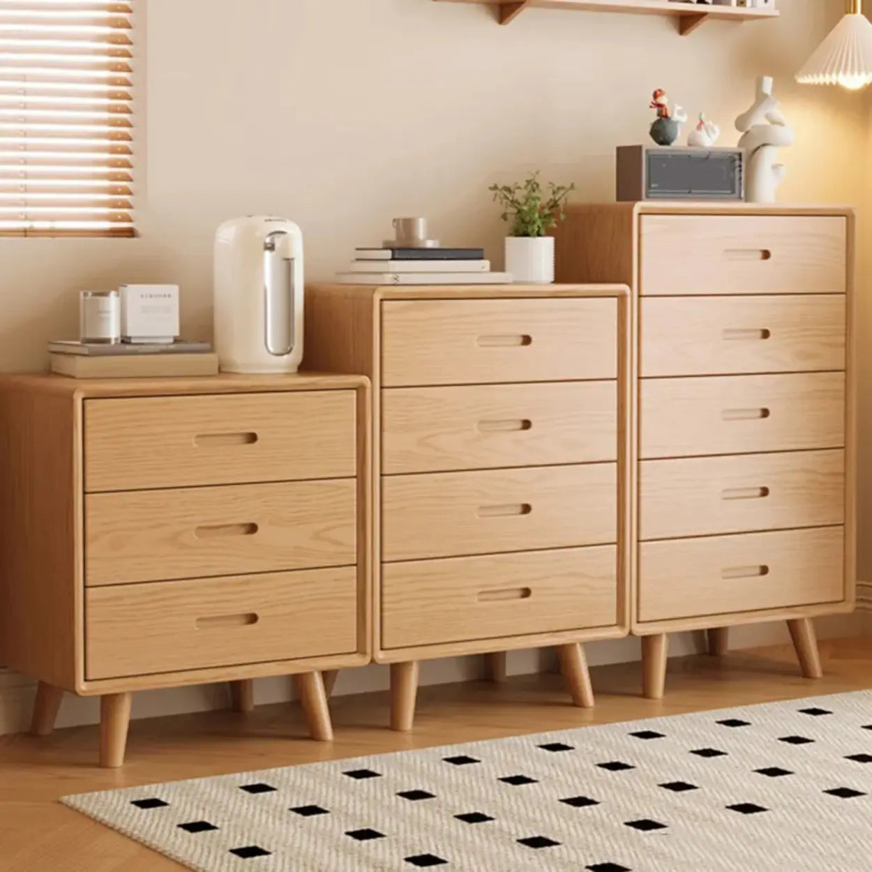 Natural Wood Vertical Drawer Bachelor Chest