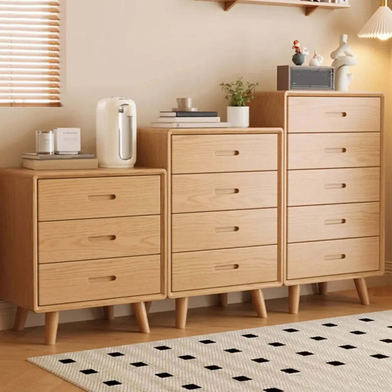 Natural Wood Vertical Drawer Bachelor Chest