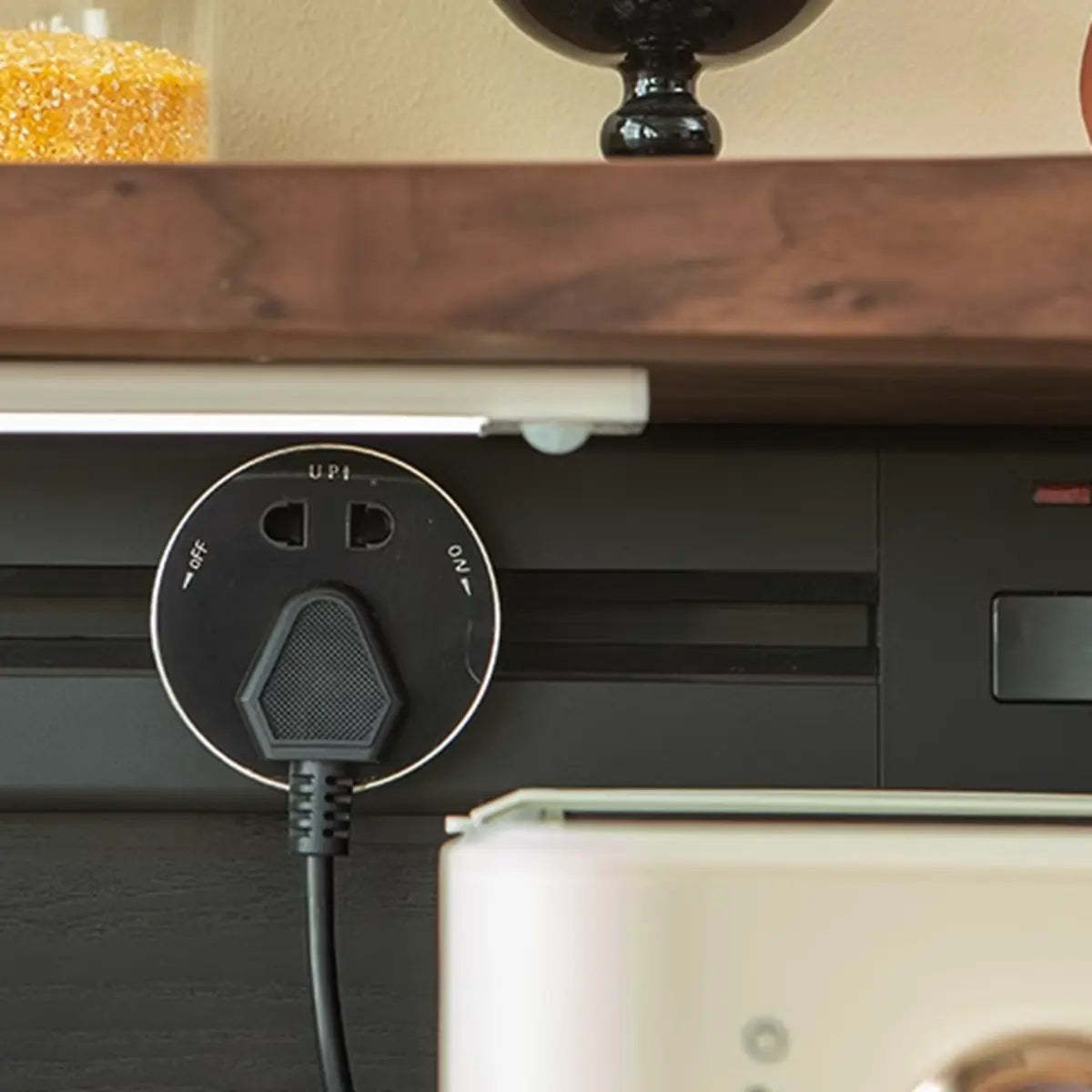 Vertical Walnut Stone Buffet with Cabinet