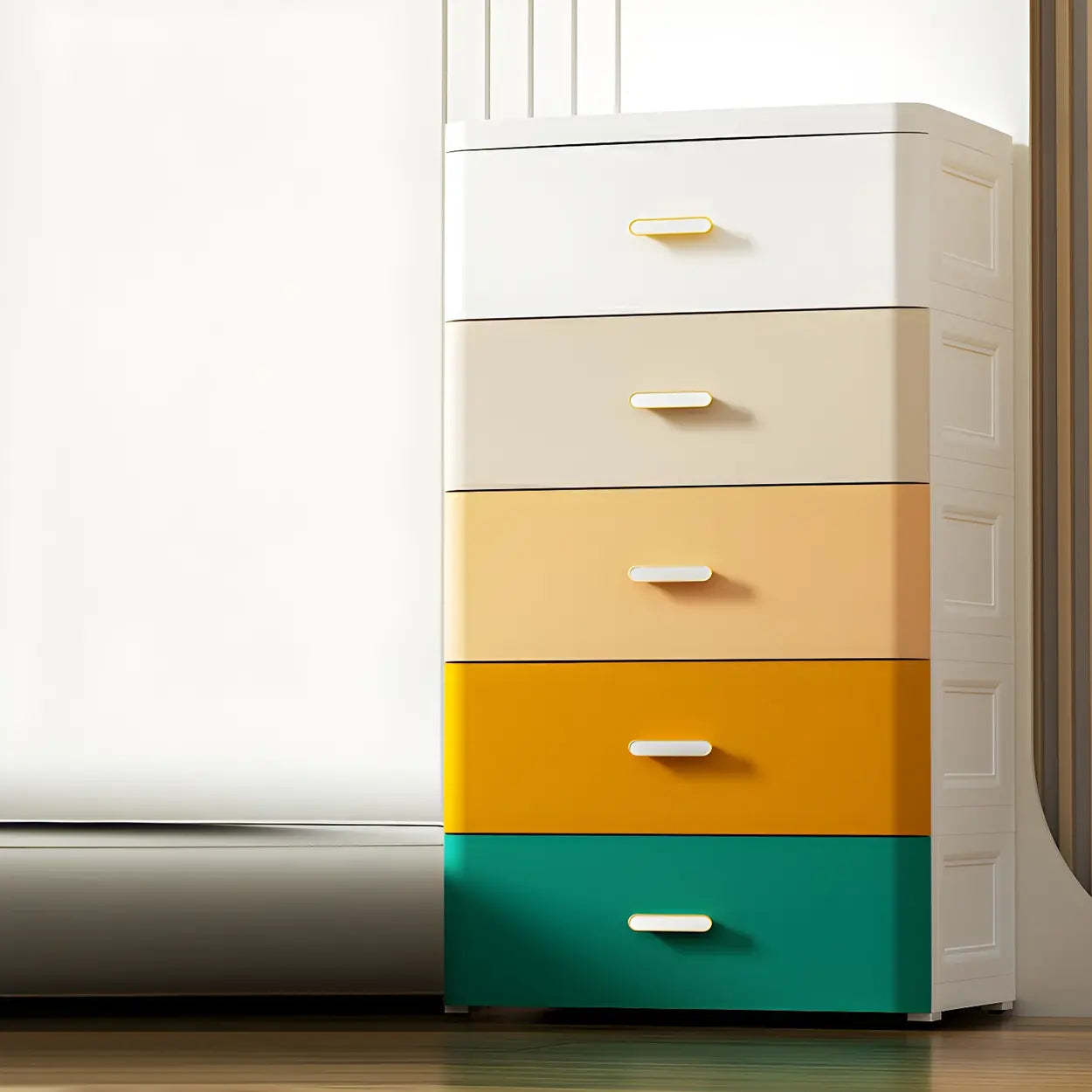 White Plastic Vertical Storage Dresser — White