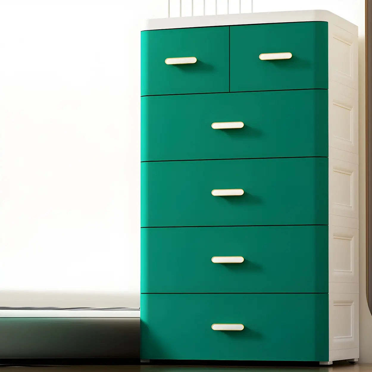White Plastic Vertical Storage Dresser — Green