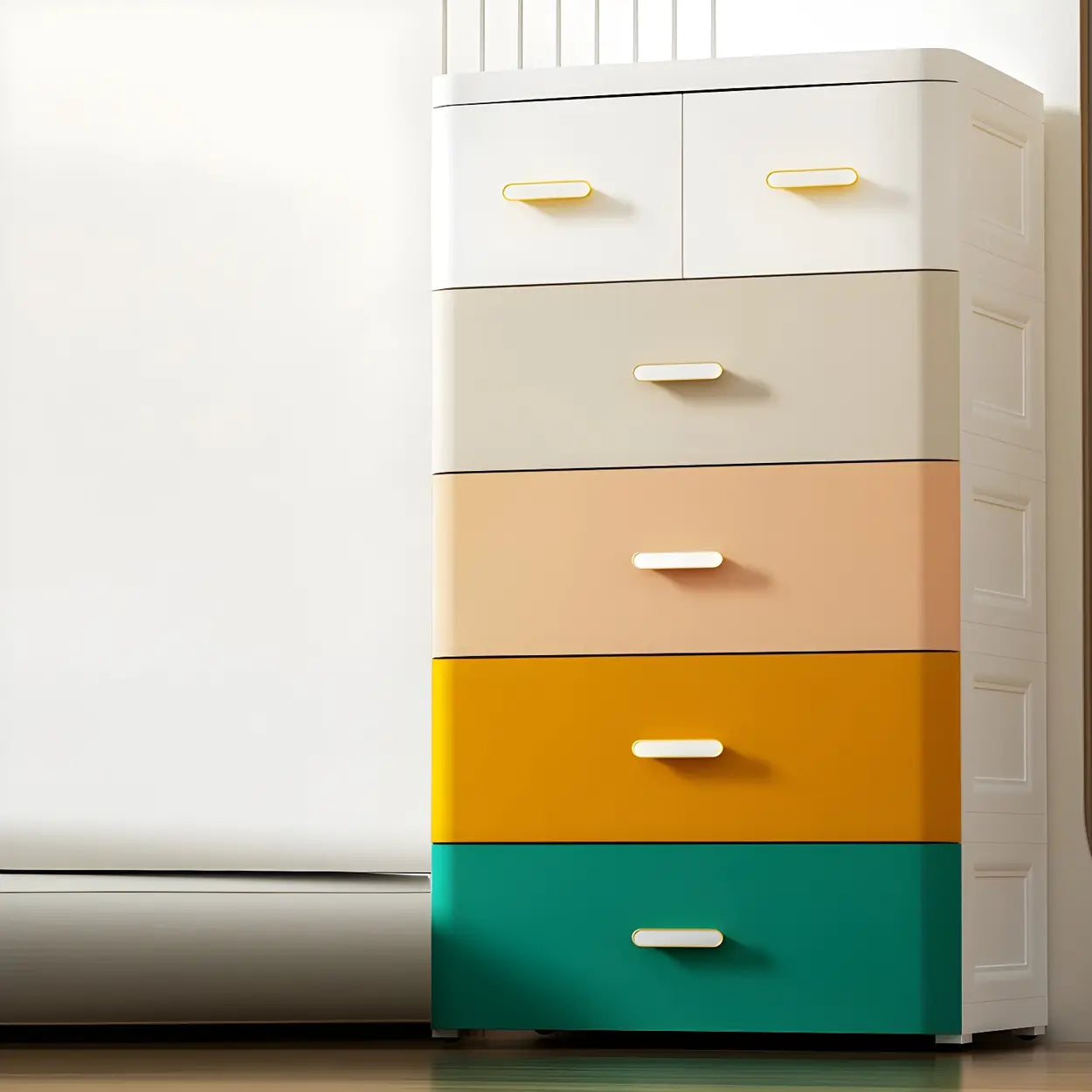 White Plastic Vertical Storage Dresser — Dark Orange