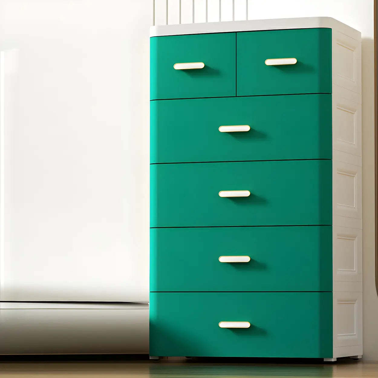 White Plastic Vertical Storage Dresser — Grey