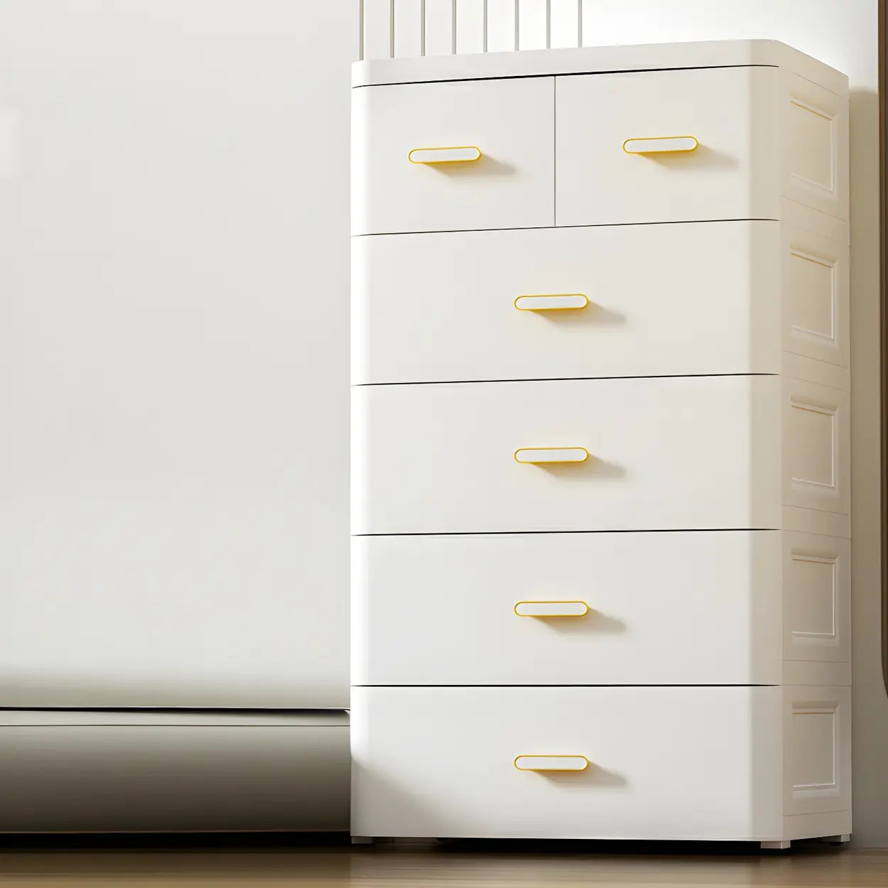 White Plastic Vertical Storage Dresser — Dark Orange