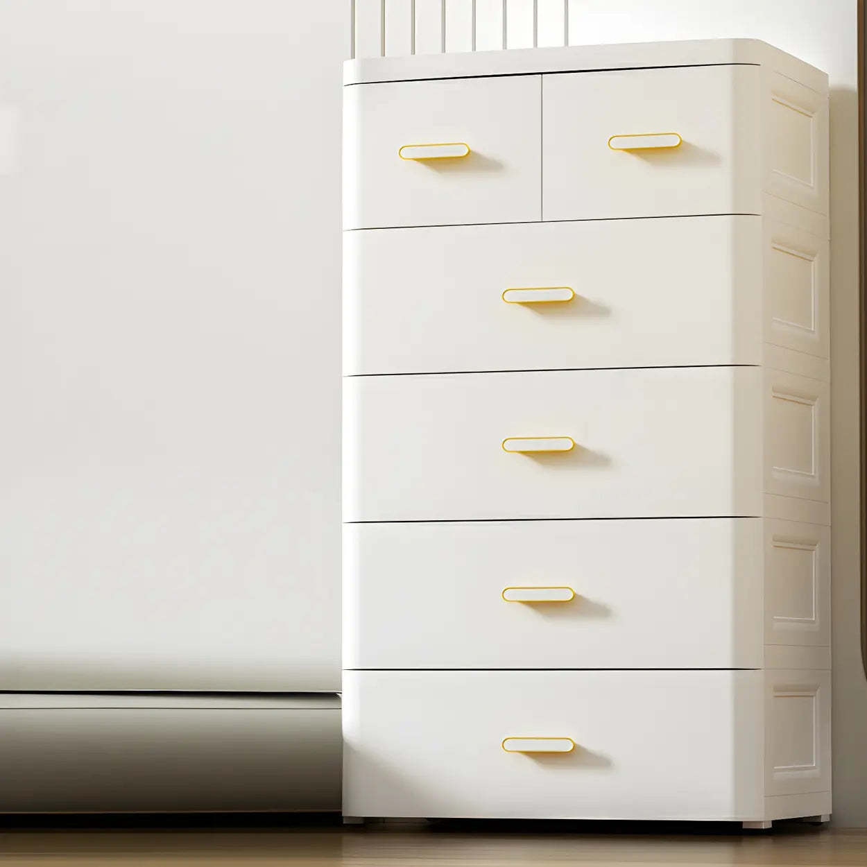 White Plastic Vertical Storage Dresser — Dark Orange