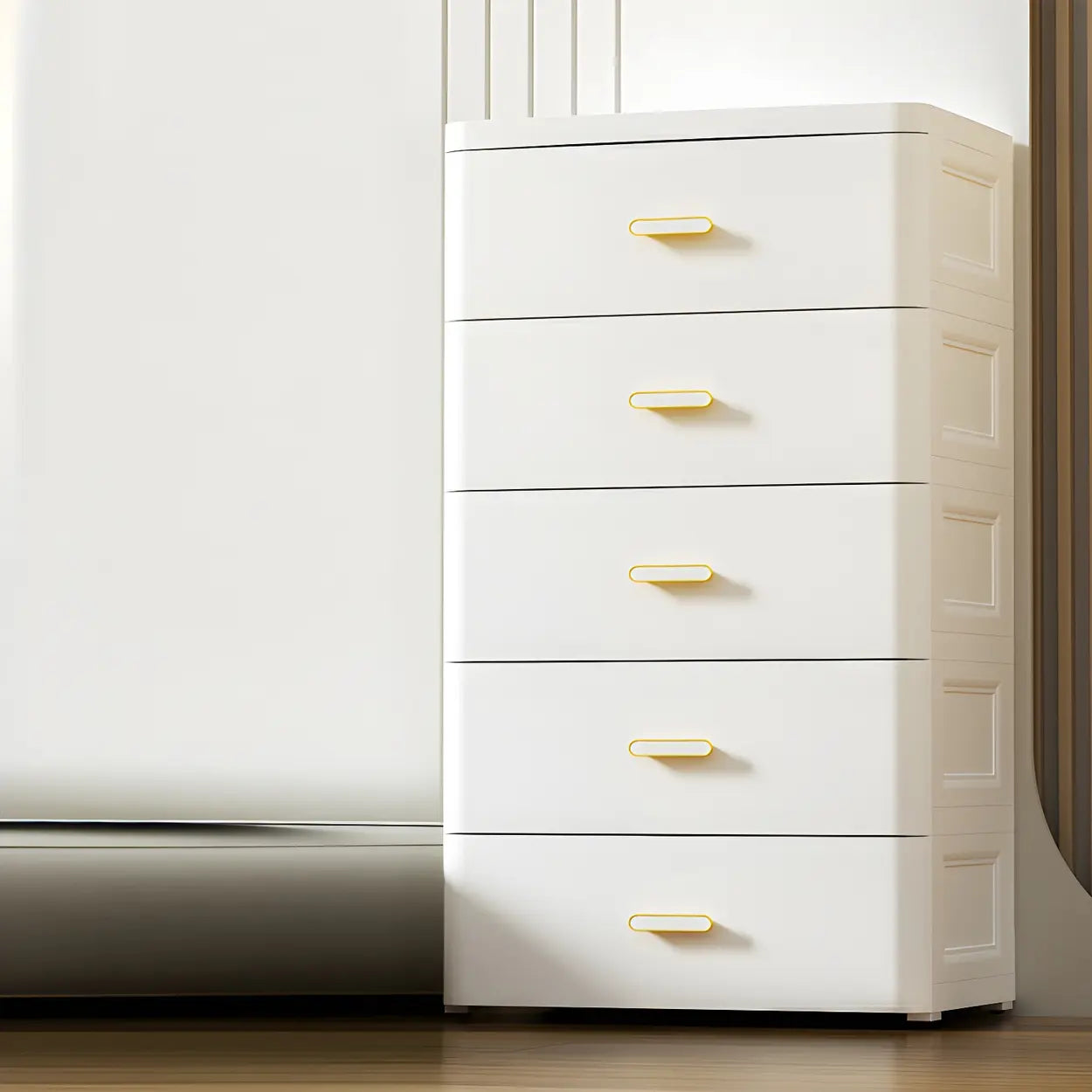 White Plastic Vertical Storage Dresser — Grey