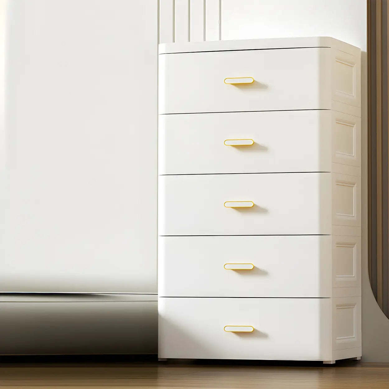 White Plastic Vertical Storage Dresser — Grey