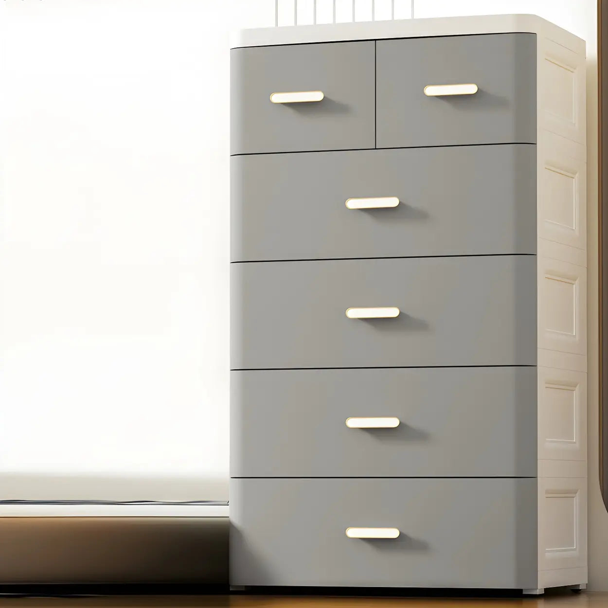 White Plastic Vertical Storage Dresser — Green