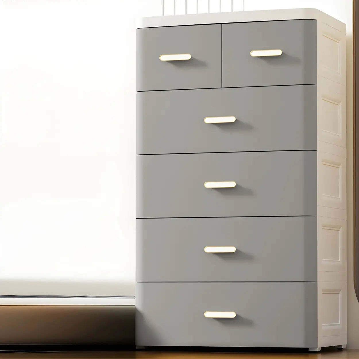 White Plastic Vertical Storage Dresser — Green