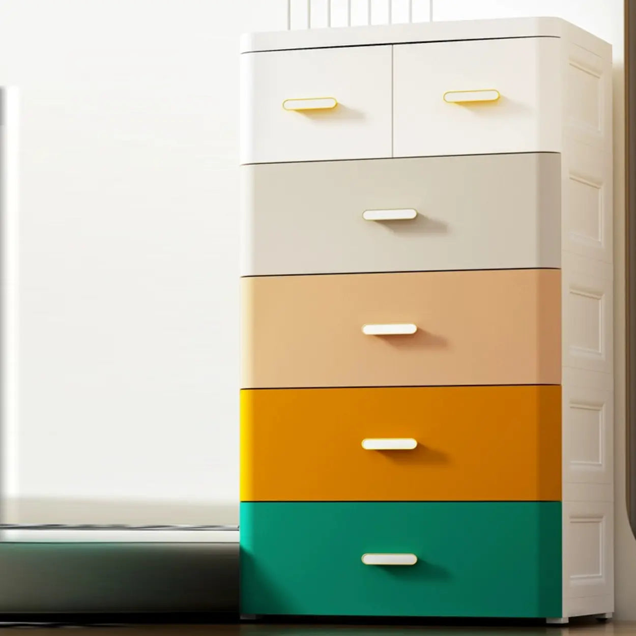 White Plastic Vertical Storage Dresser — Dark Orange