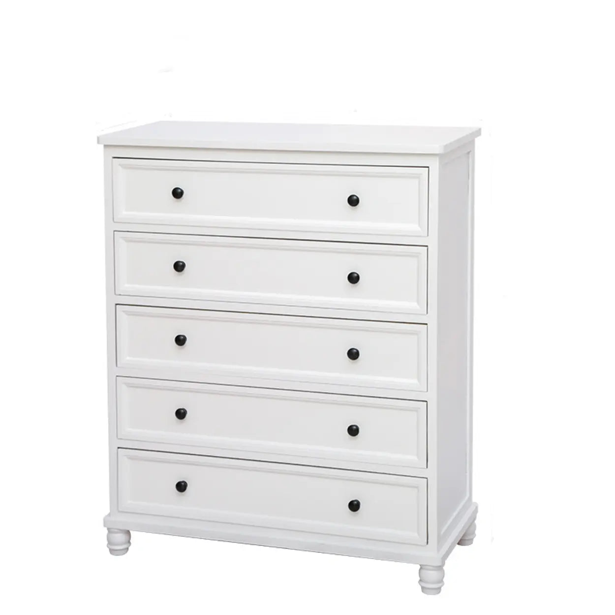 White Wood Vertical 5-Drawer Bedside Dresser