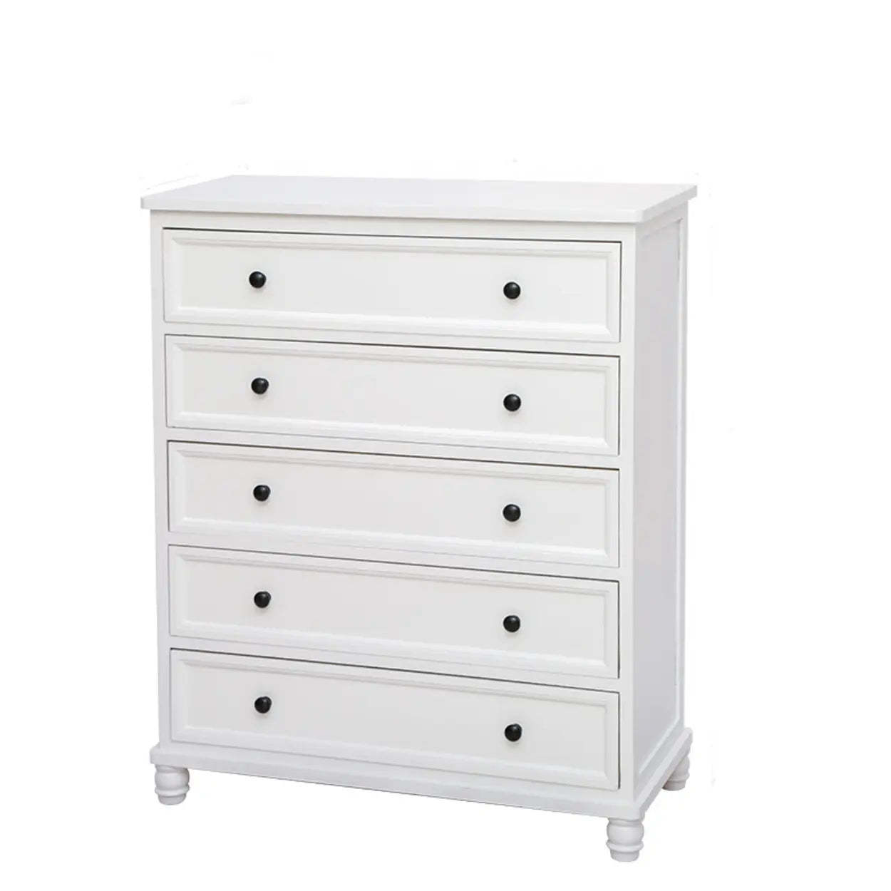 White Wood Vertical 5-Drawer Bedside Dresser