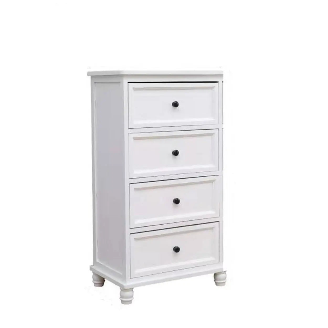 White Wood Vertical 5-Drawer Bedside Dresser