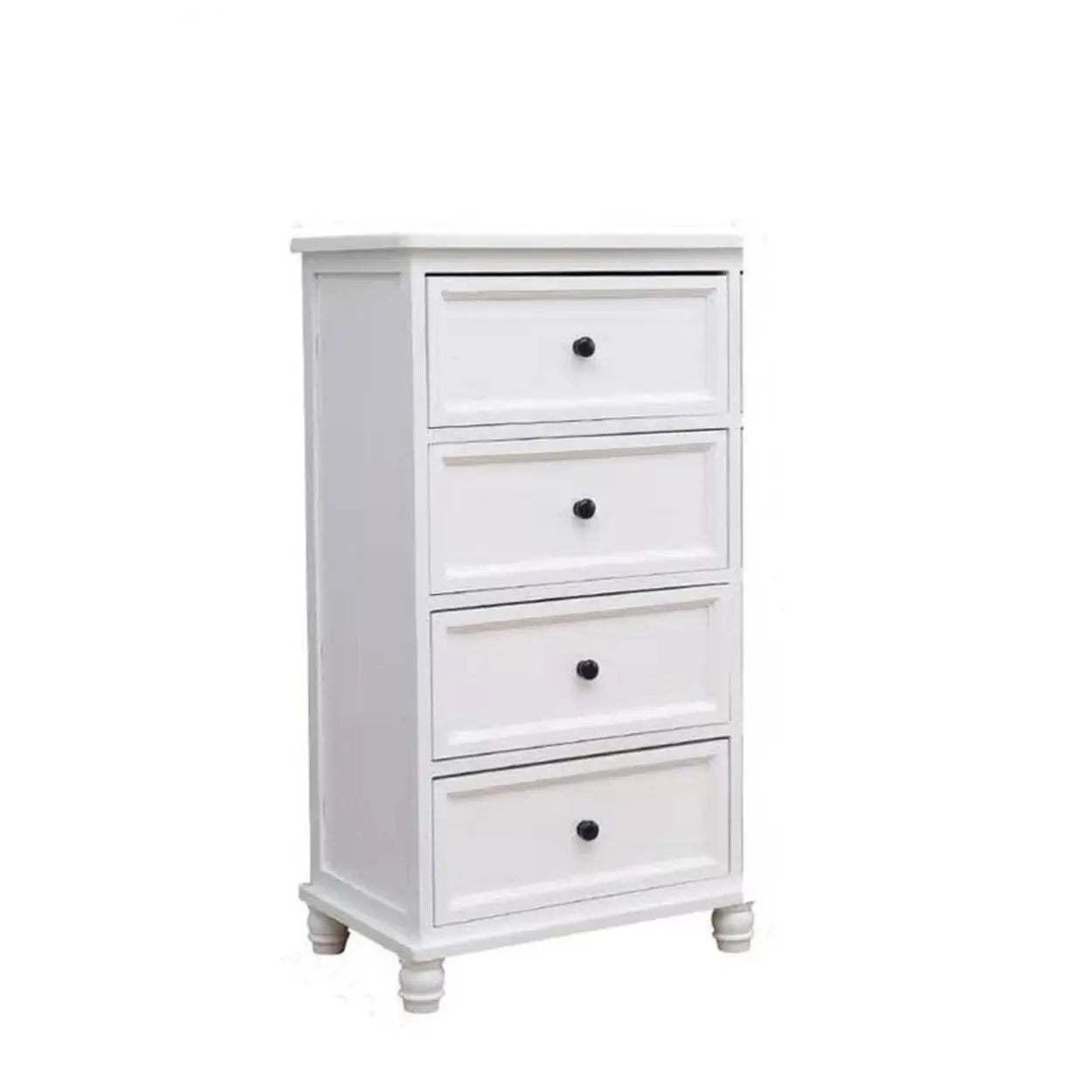 White Wood Vertical 5-Drawer Bedside Dresser