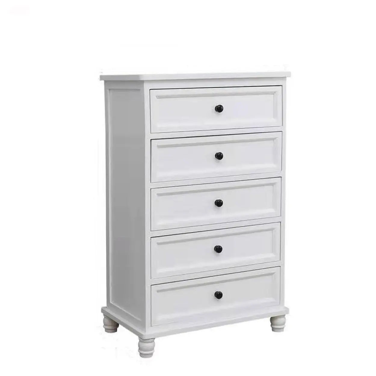White Wood Vertical 5-Drawer Bedside Dresser