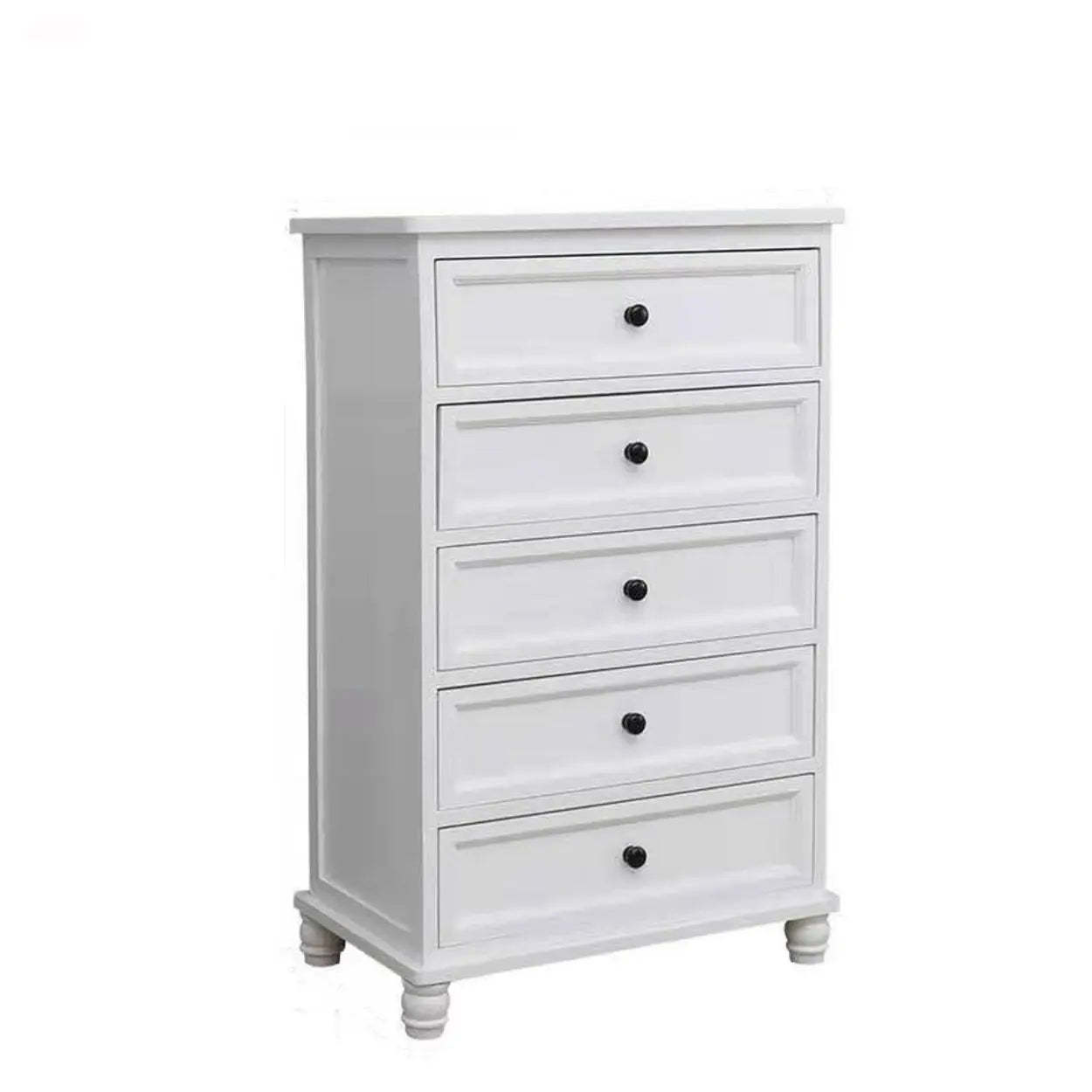 White Wood Vertical 5-Drawer Bedside Dresser