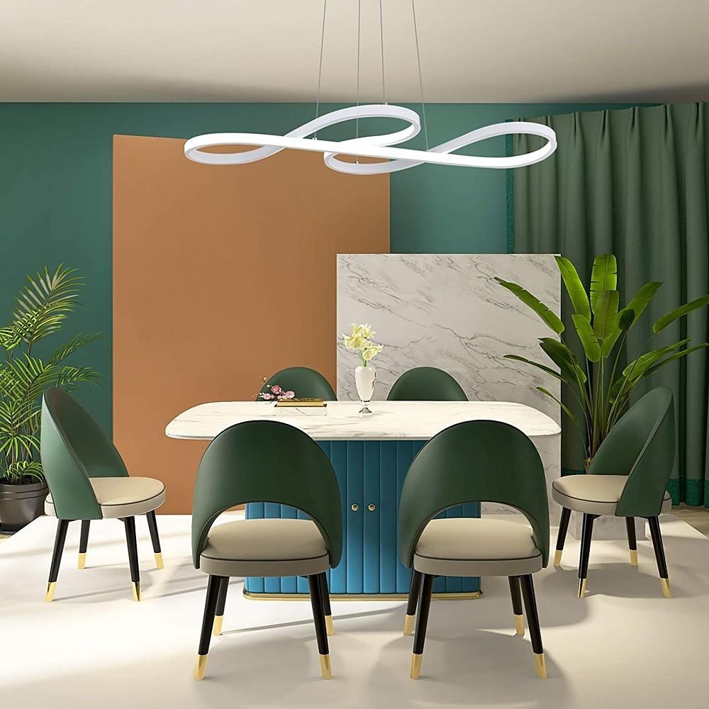 Ribbon LED Nordic Geometrical Linear Kitchen Pendant Light — White / White