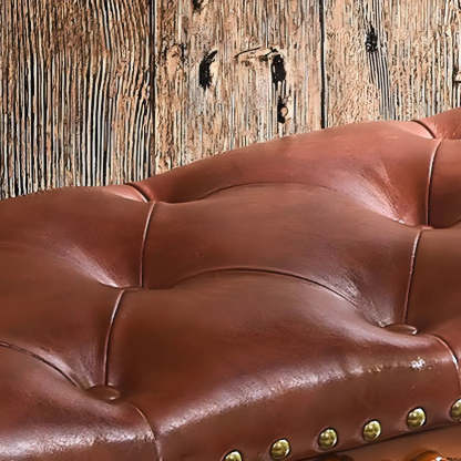 Victorian Faux Leather Entryway Bench — Cherry Wood