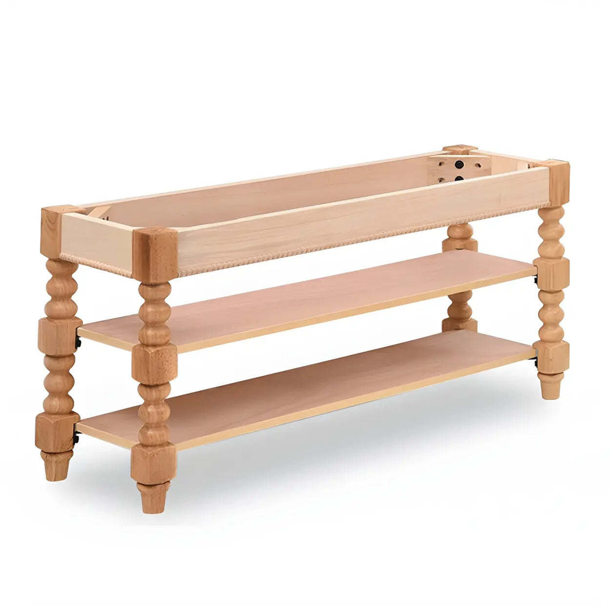 Victorian Faux Leather Entryway Bench — Walnut