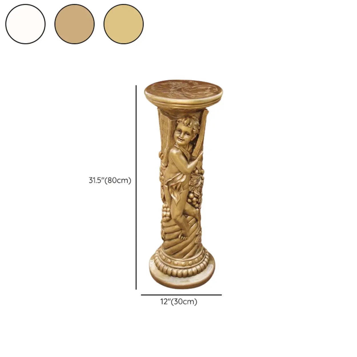 Victorian Cherub Gold Round Plant Stand