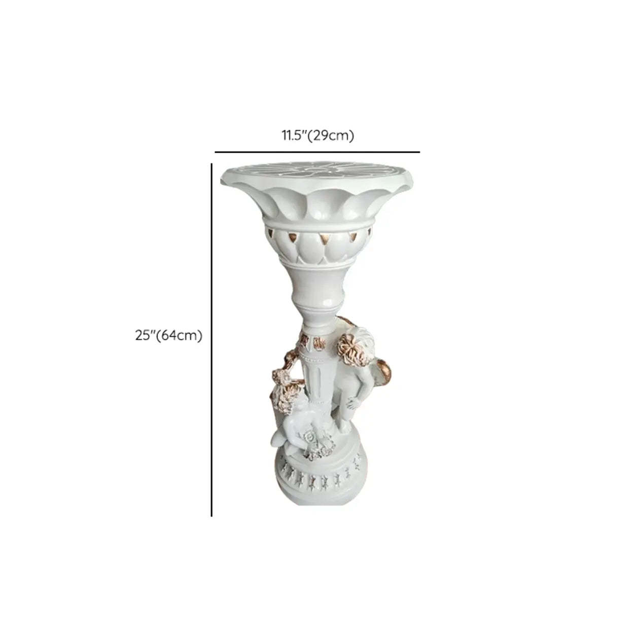 Victorian Cherub Gold Round Plant Stand