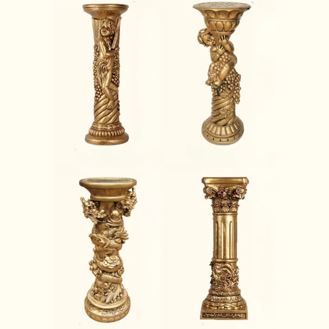 Victorian Cherub Gold Round Plant Stand