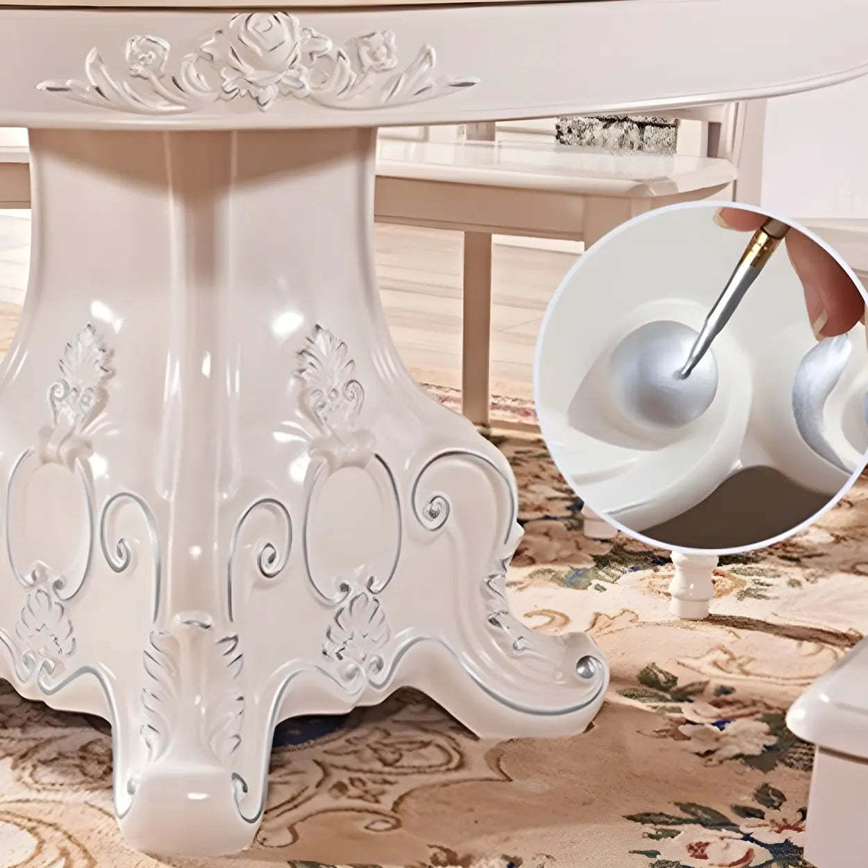 Round White Marble Dining Table — Lazy Susan / Table Only